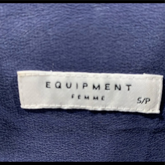 EUC EQUIPMENT  Knox Long Sleeve Button Up Dress  Navy Blue w Pockets 100% silk - Picture 4 of 9